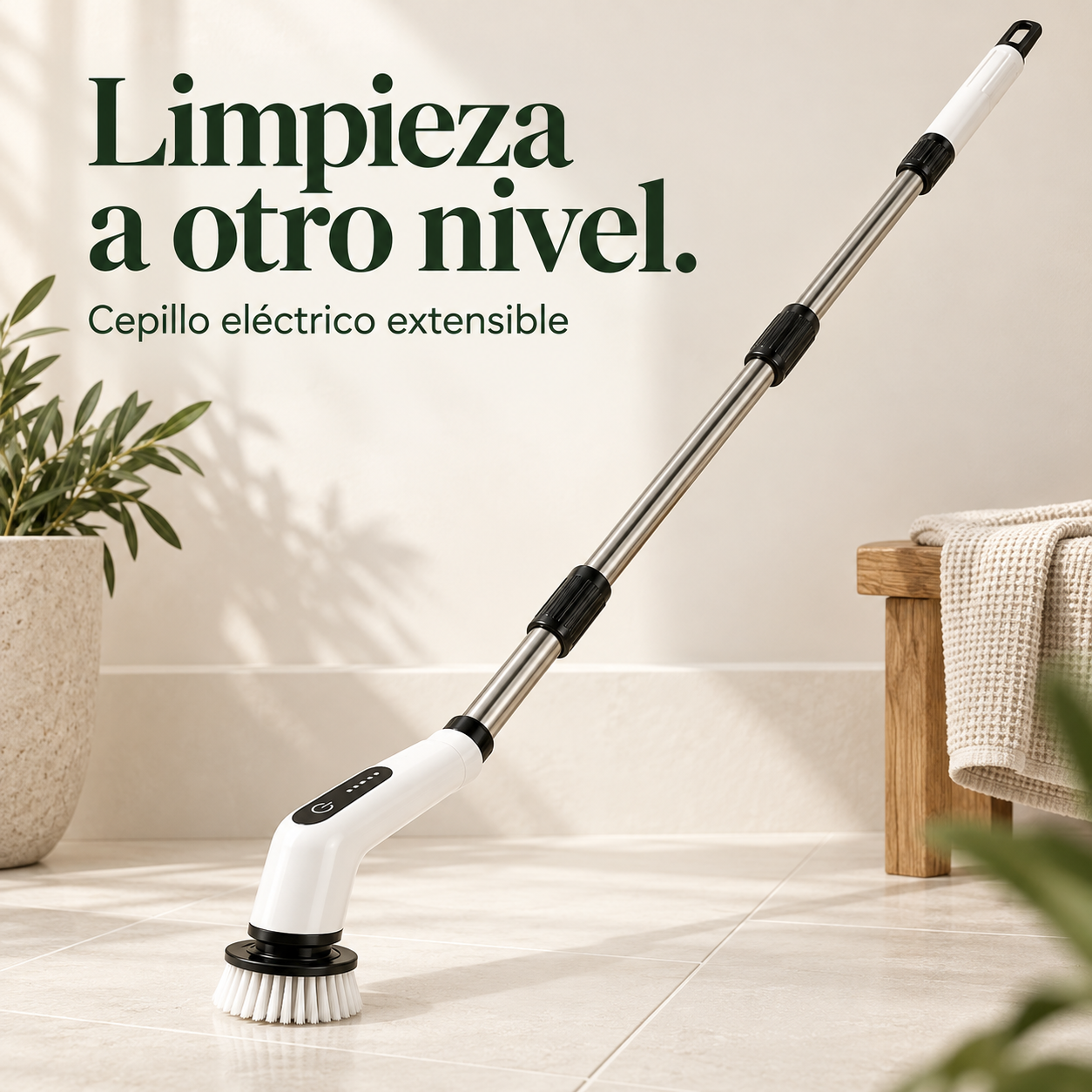 Presentación del cepillo extensible blanco